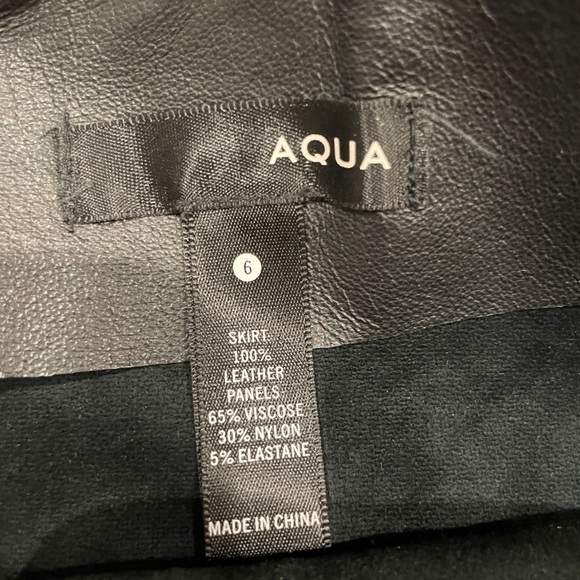 Aqua Leather Mini Skirt - Picture 2 of 6